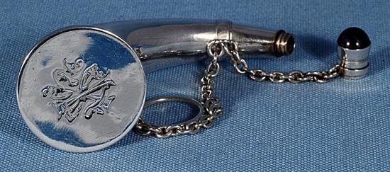 A Victorian silver cornucopia shaped vinaigrette and scent bottle, Length 4”/102mm Weight 2oz/58grms